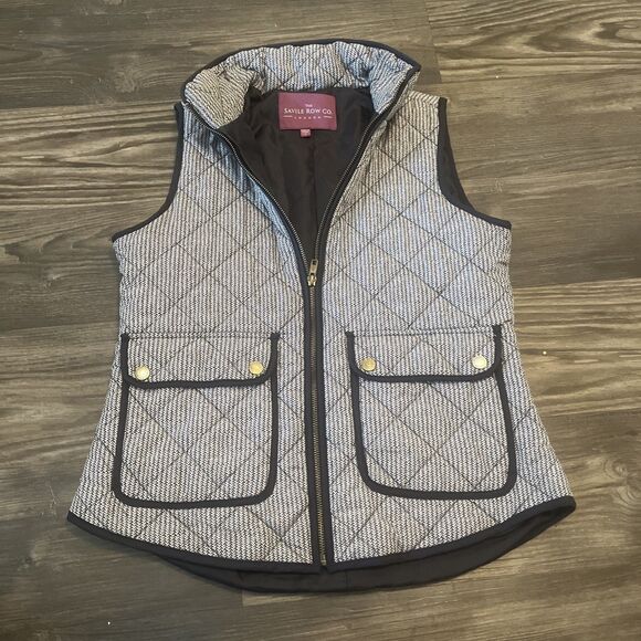 SAVILE ROW Co London Women's Vest Quilted Puffy Full Zipper Pockets Size Small - Picture 2 of 10